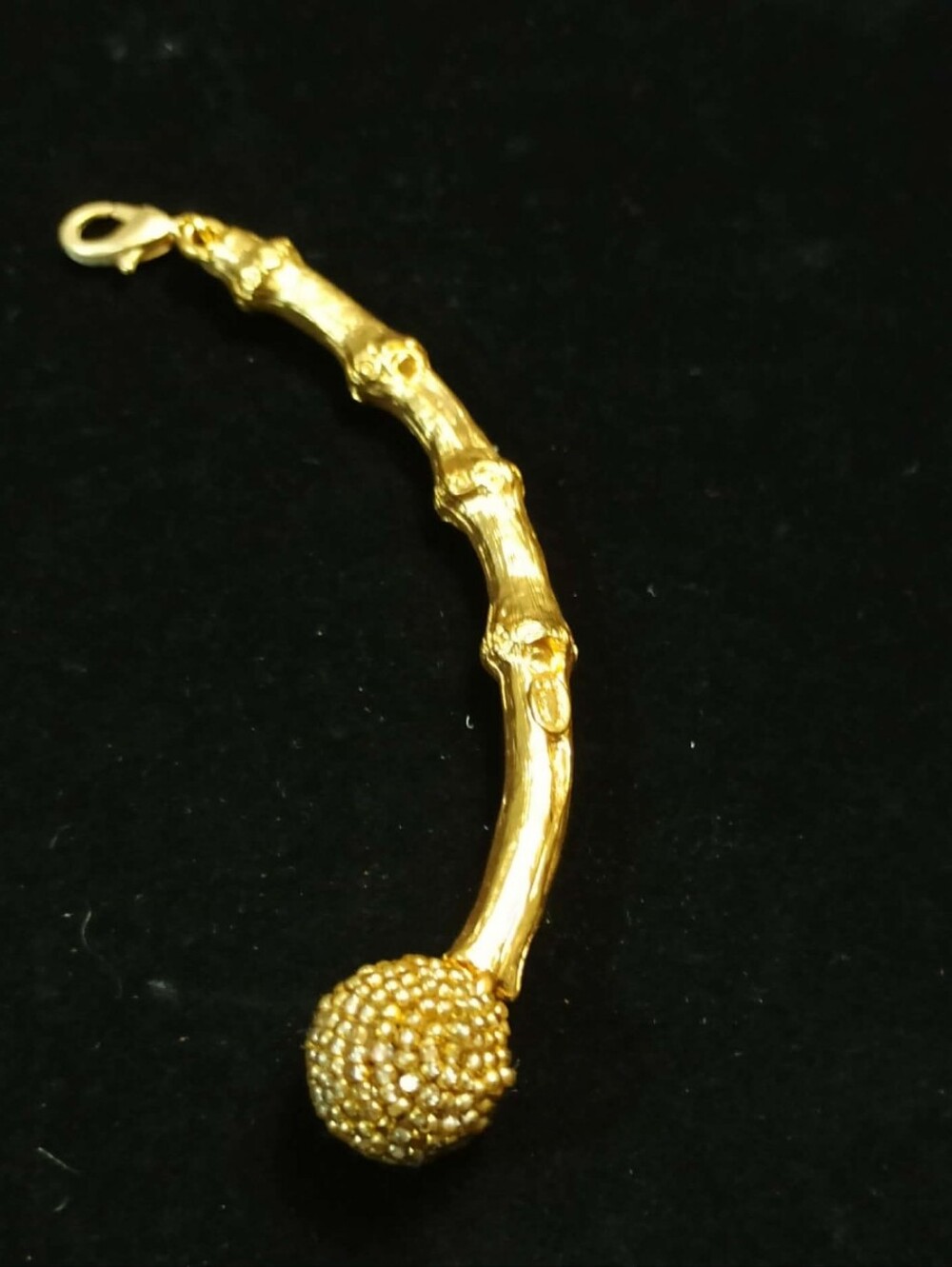 Vintage 80s KENNETH JAY LANE Bamboo Ball Pendant Necklace Gold Plated Statement